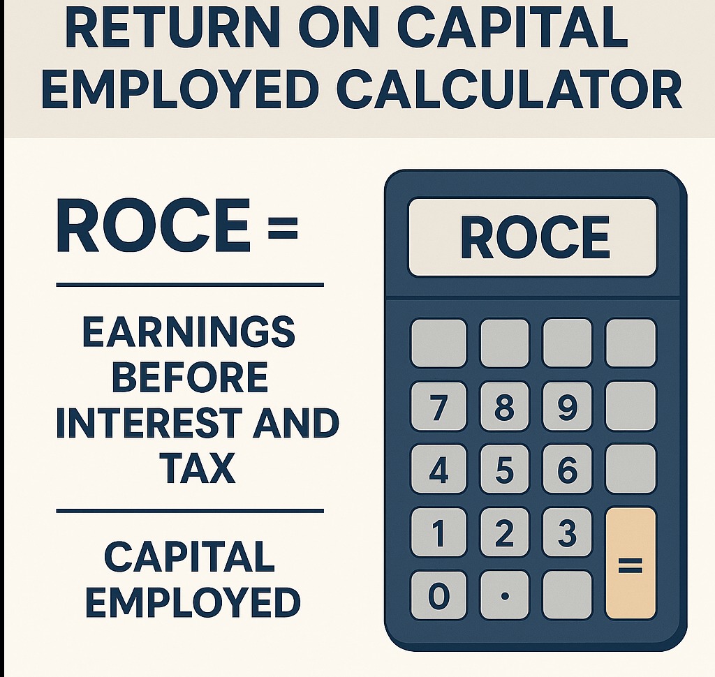 Return on Capital Employed Calculator infographic showing ROCE formula