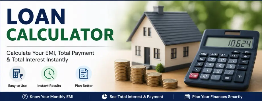 Loan calculator to estimate EMI, total interest and loan repayment