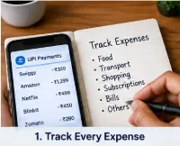 Tracking monthly expenses such as food, shopping, bills and UPI payments